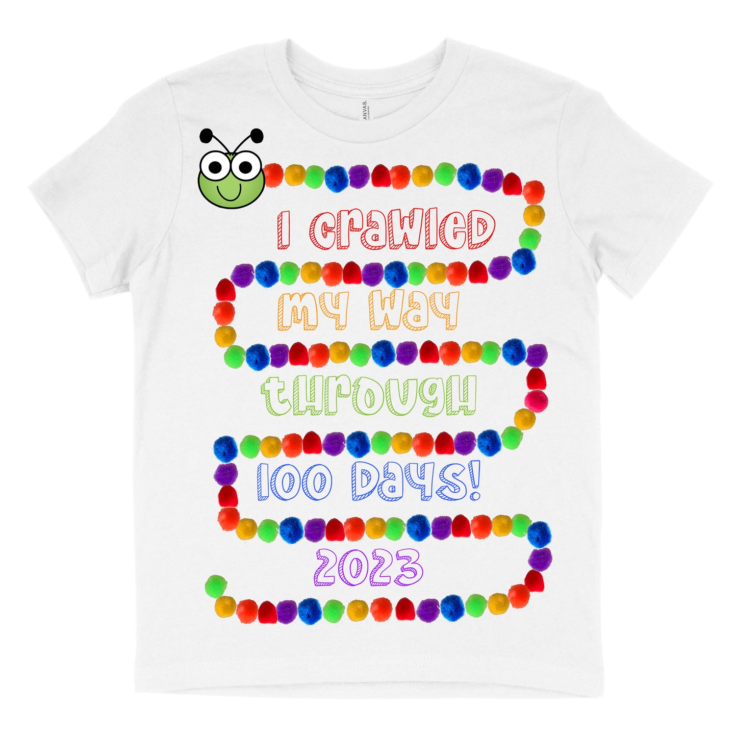 DIY 100th day of school shirt caterpillar