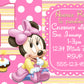 Baby Minnie Mouse birthday invitation