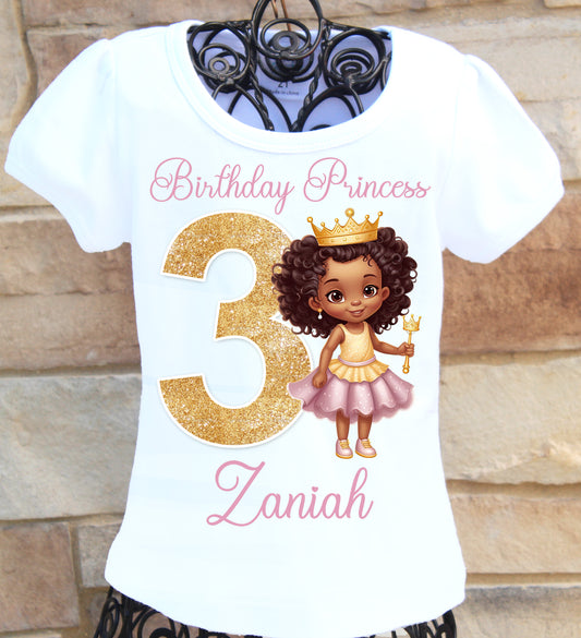 Black princess birthday shirt