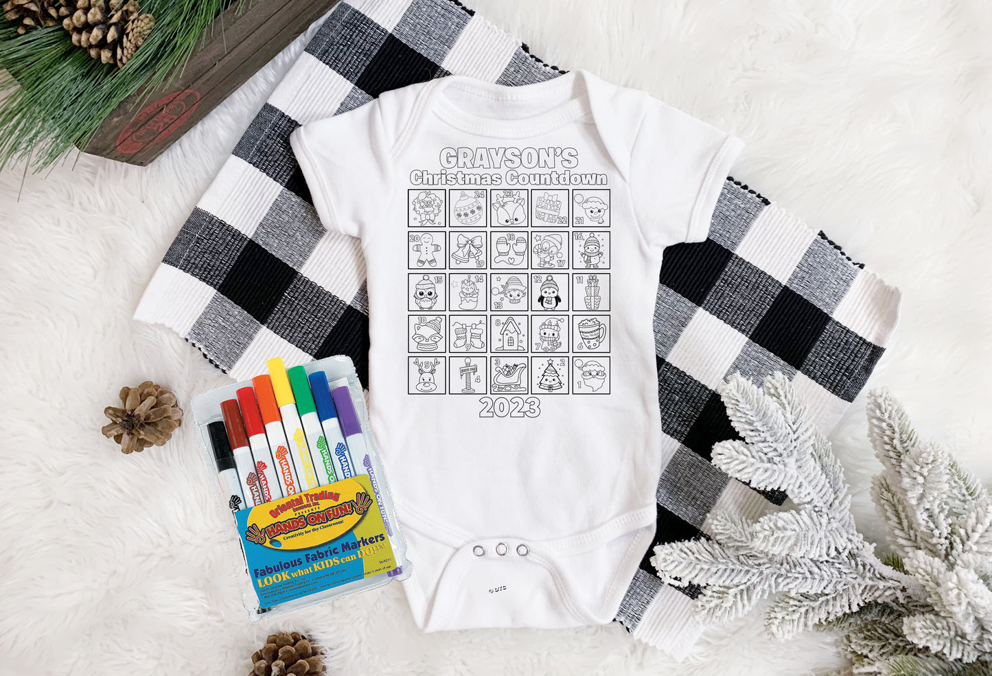 Christmas Advent Calendar Baby Onesie