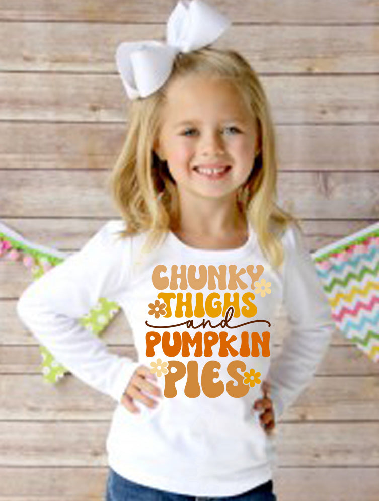 chunky thighs and pumpkin pies thanksgiving shirt