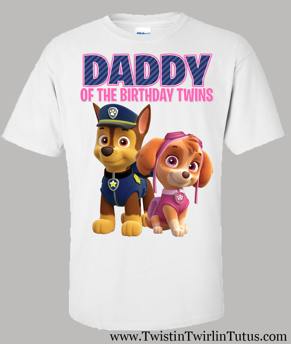 Paw Patrol Daddy Twins Birthday Shirt – Twistin Twirlin Tutus