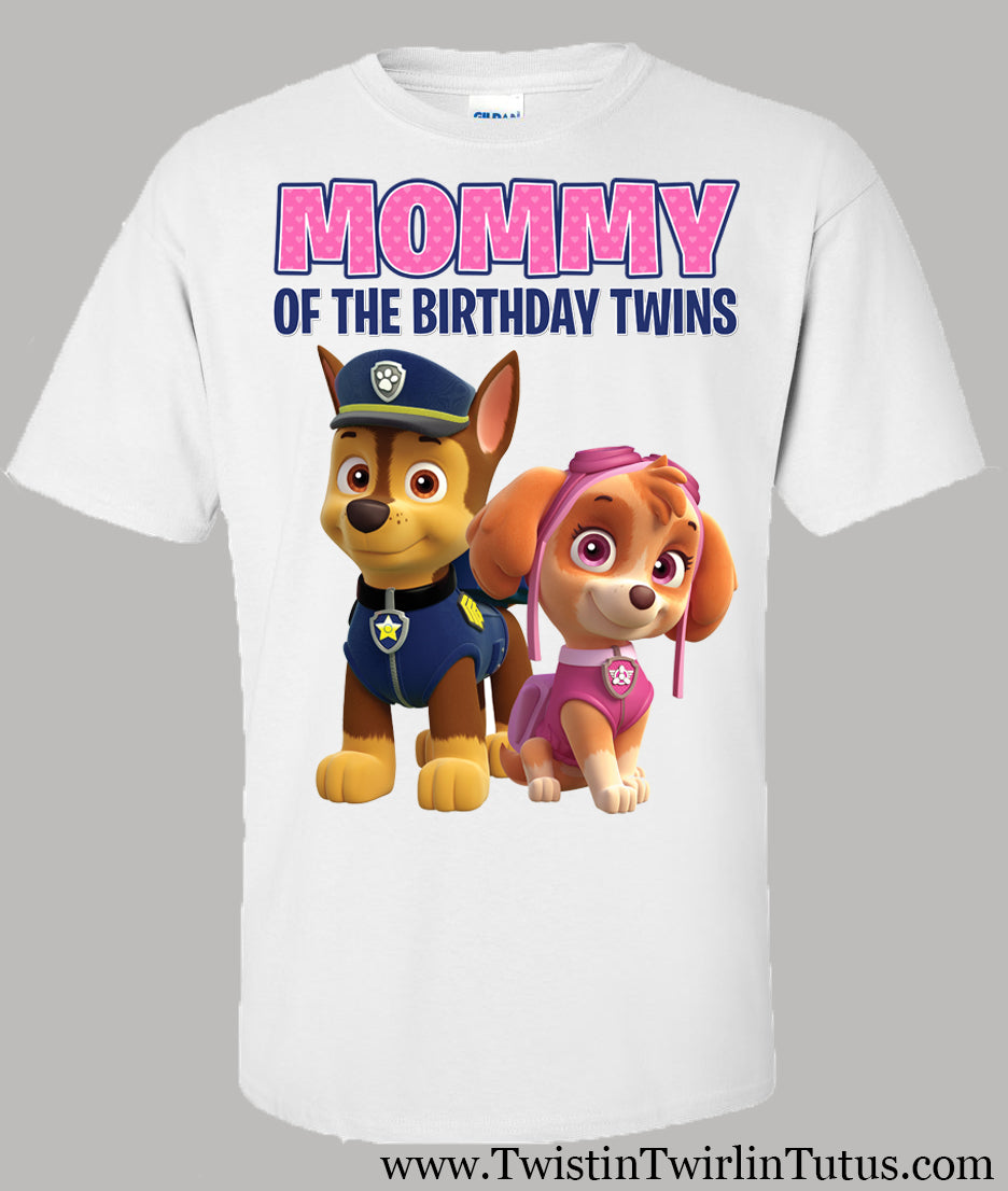 Paw Patrol Mommy Twins Birthday Shirt – Twistin Twirlin Tutus
