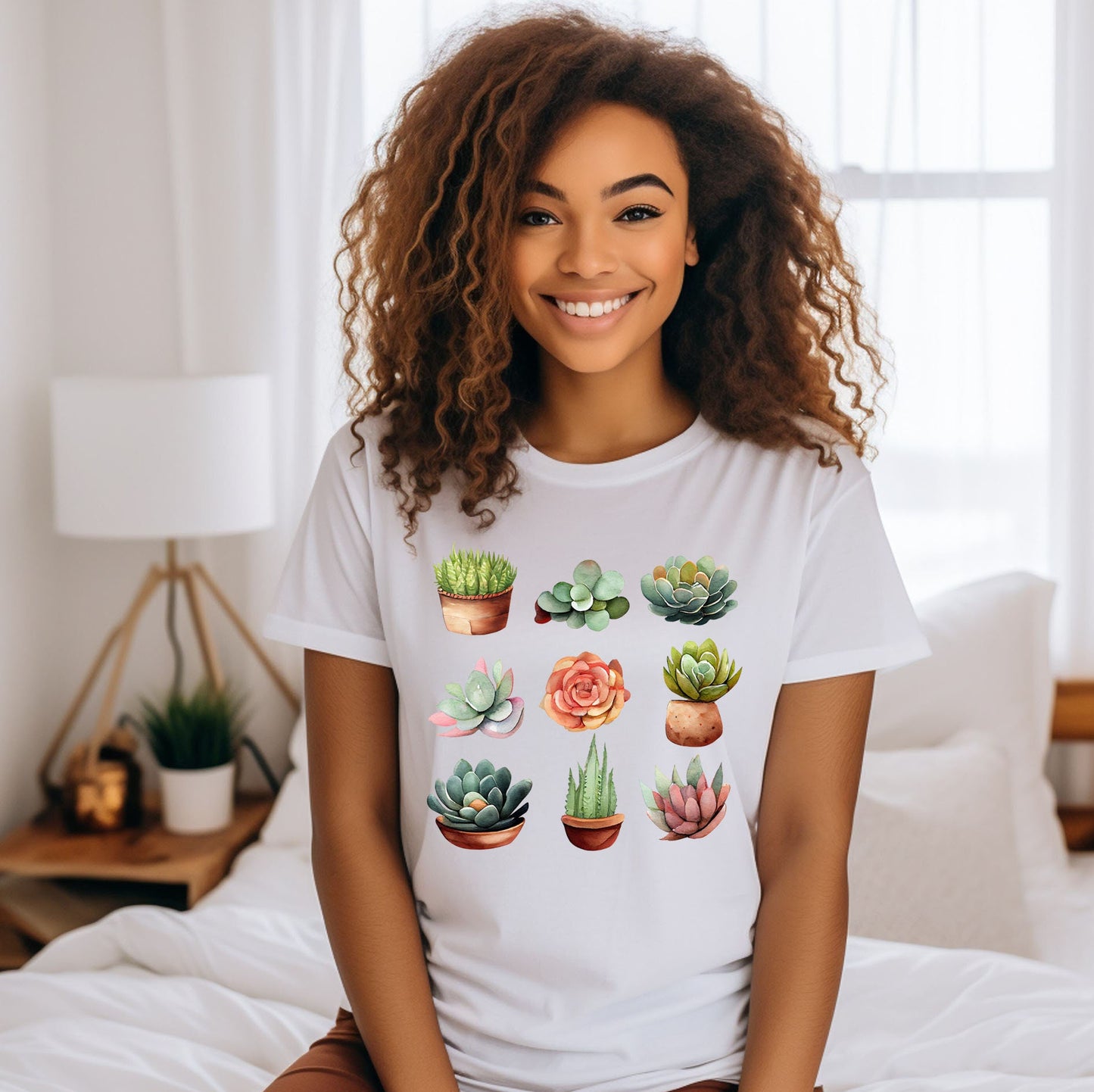 Succulent T Shirt, Women T-shirt, Comfortable Cool Classic Artistic, Watercolor Tee, Spring T shirt, Plants T-shirt