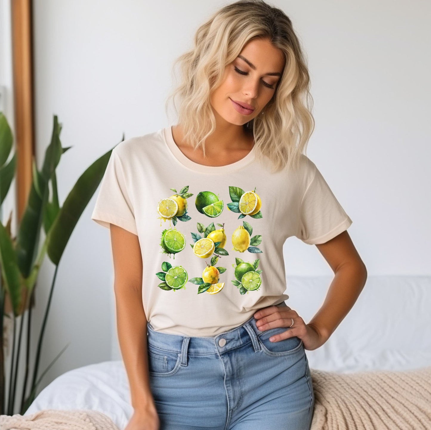 Citurs T Shirt, Women T-shirt, Comfortable Cool Classic Artistic, Watercolor Tee, Spring T shirt, Fruit T-shirt, Lemon Lime Graphic Tee