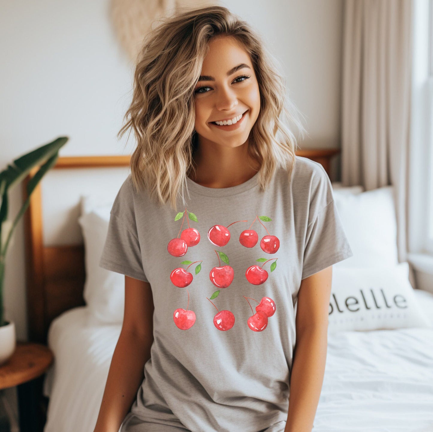 Cherries T Shirt, Women T-shirt, Comfortable Cool Classic Artistic, Watercolor Tee, Spring T shirt, Fruit T-shirt, Cherries Graphic Tee