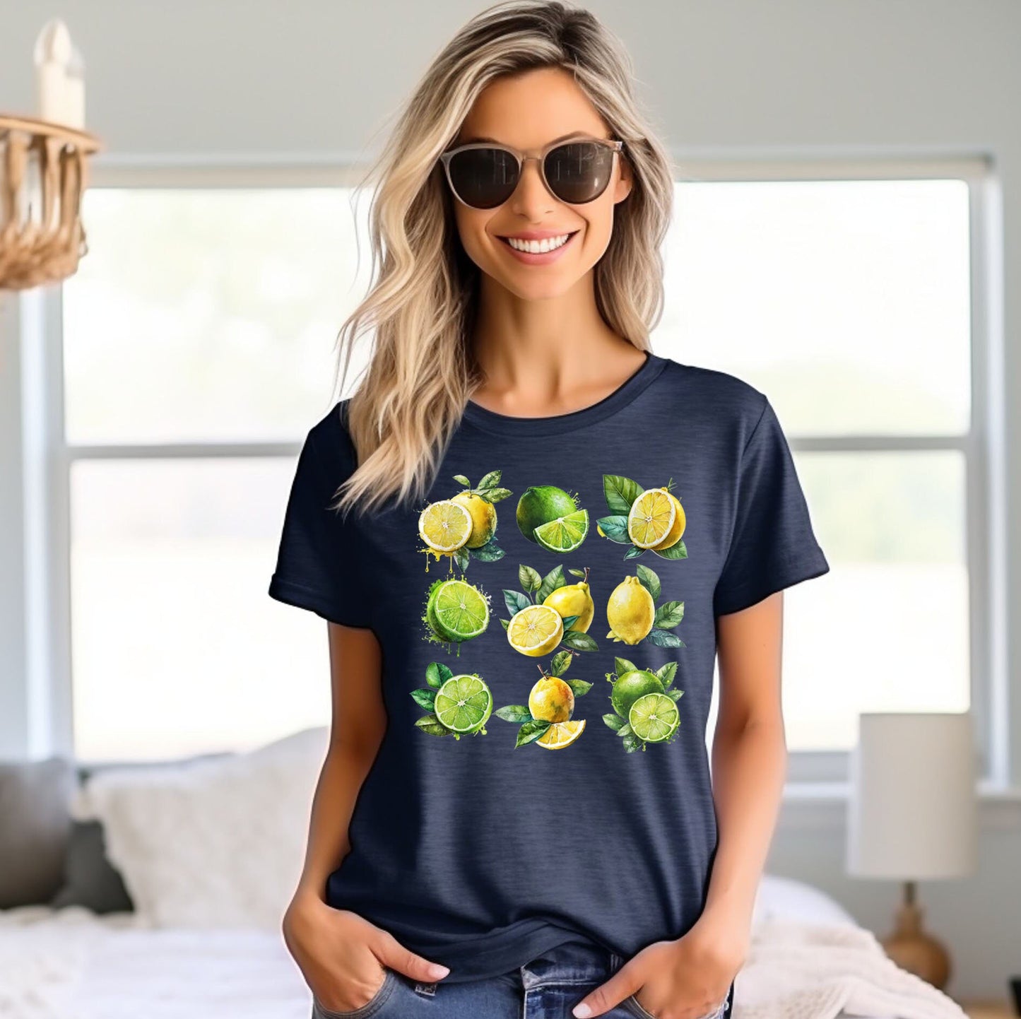 Citurs T Shirt, Women T-shirt, Comfortable Cool Classic Artistic, Watercolor Tee, Spring T shirt, Fruit T-shirt, Lemon Lime Graphic Tee
