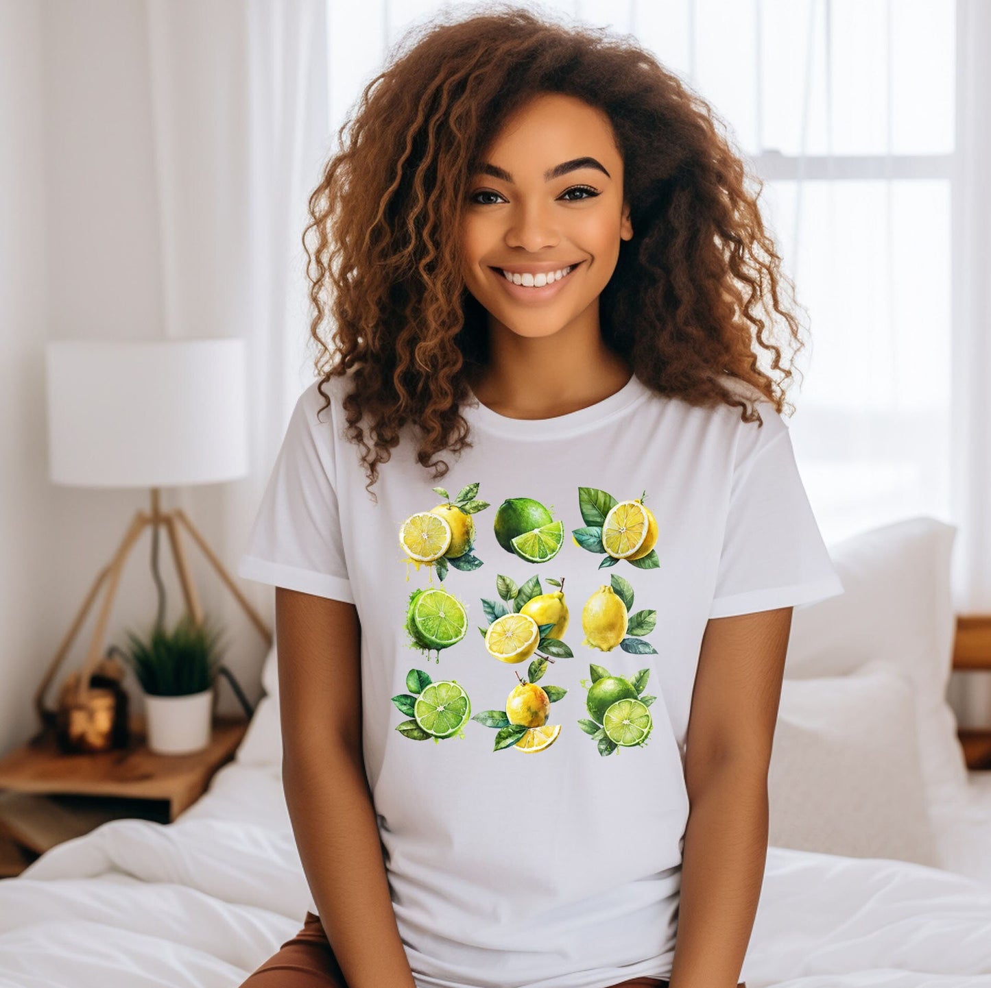 Citurs T Shirt, Women T-shirt, Comfortable Cool Classic Artistic, Watercolor Tee, Spring T shirt, Fruit T-shirt, Lemon Lime Graphic Tee