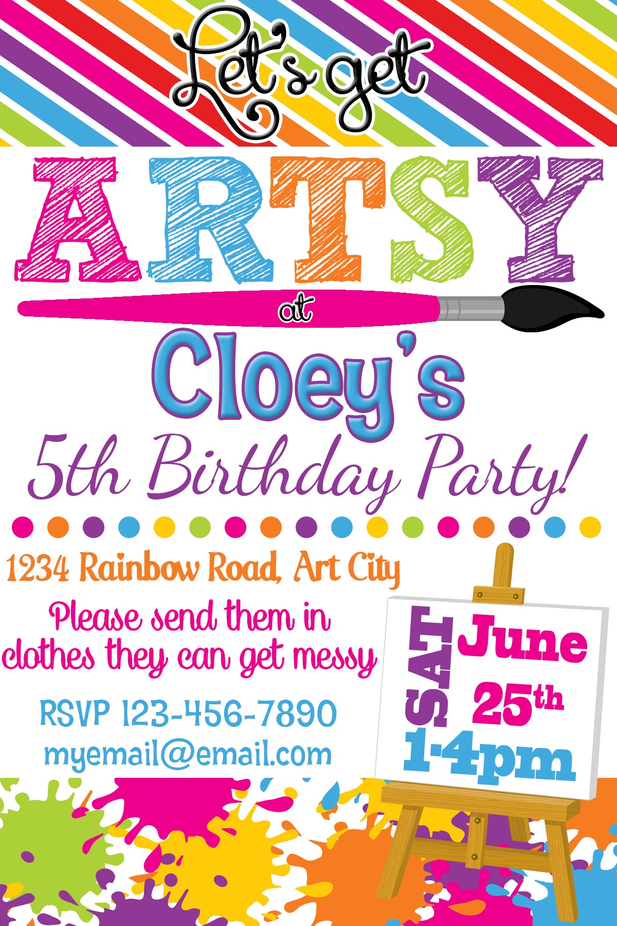 Art birthday invitation