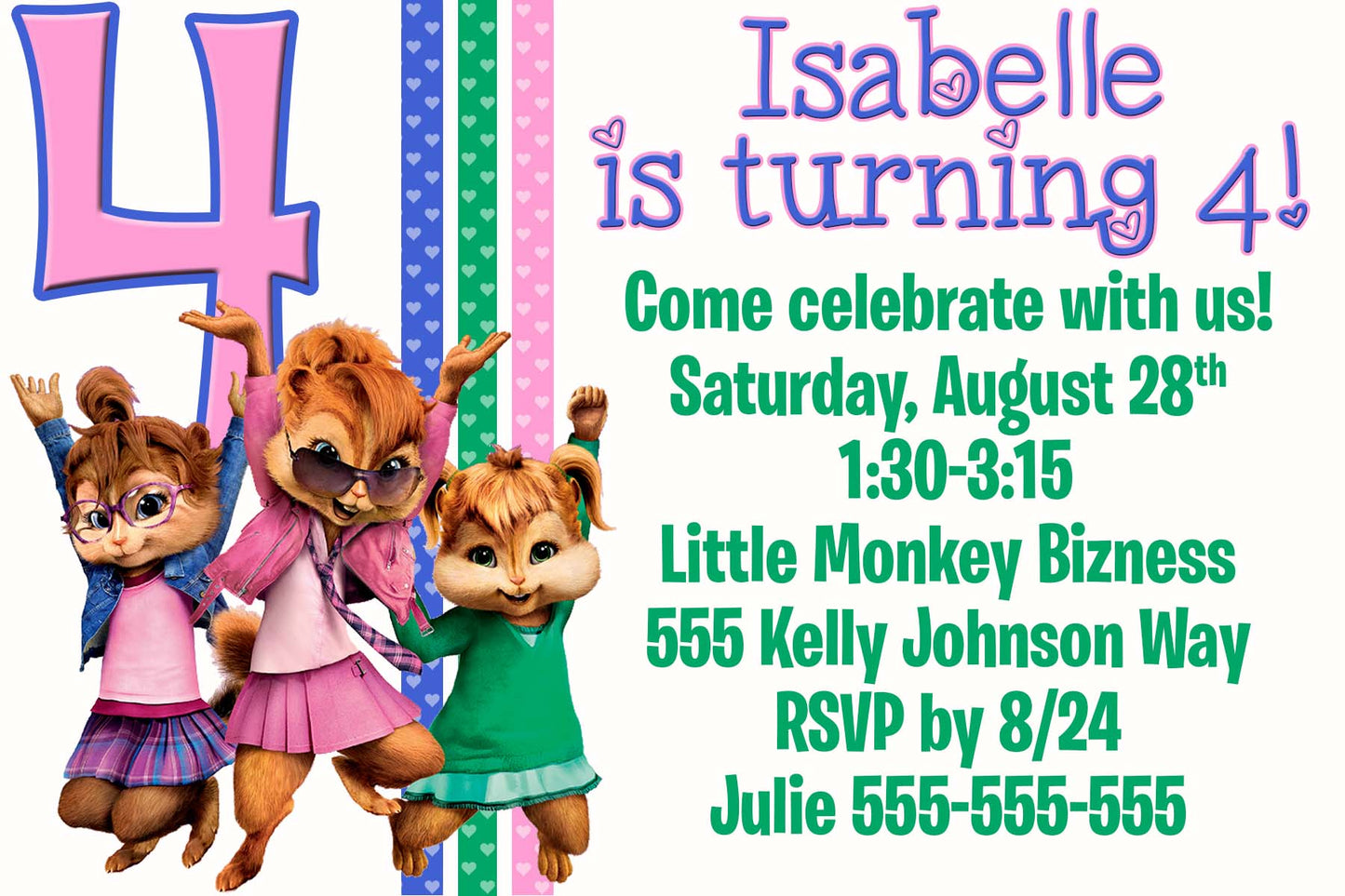 Chipettes birthday invitation
