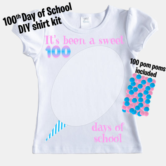 100th day of school shirt kit cotton candy