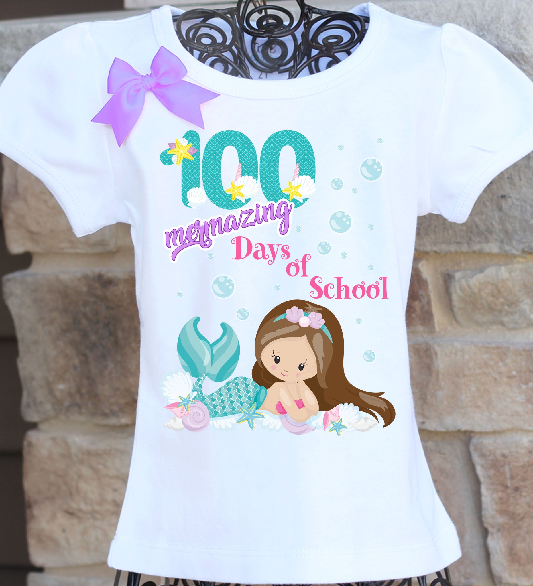 100the Day of School mermaid shirt