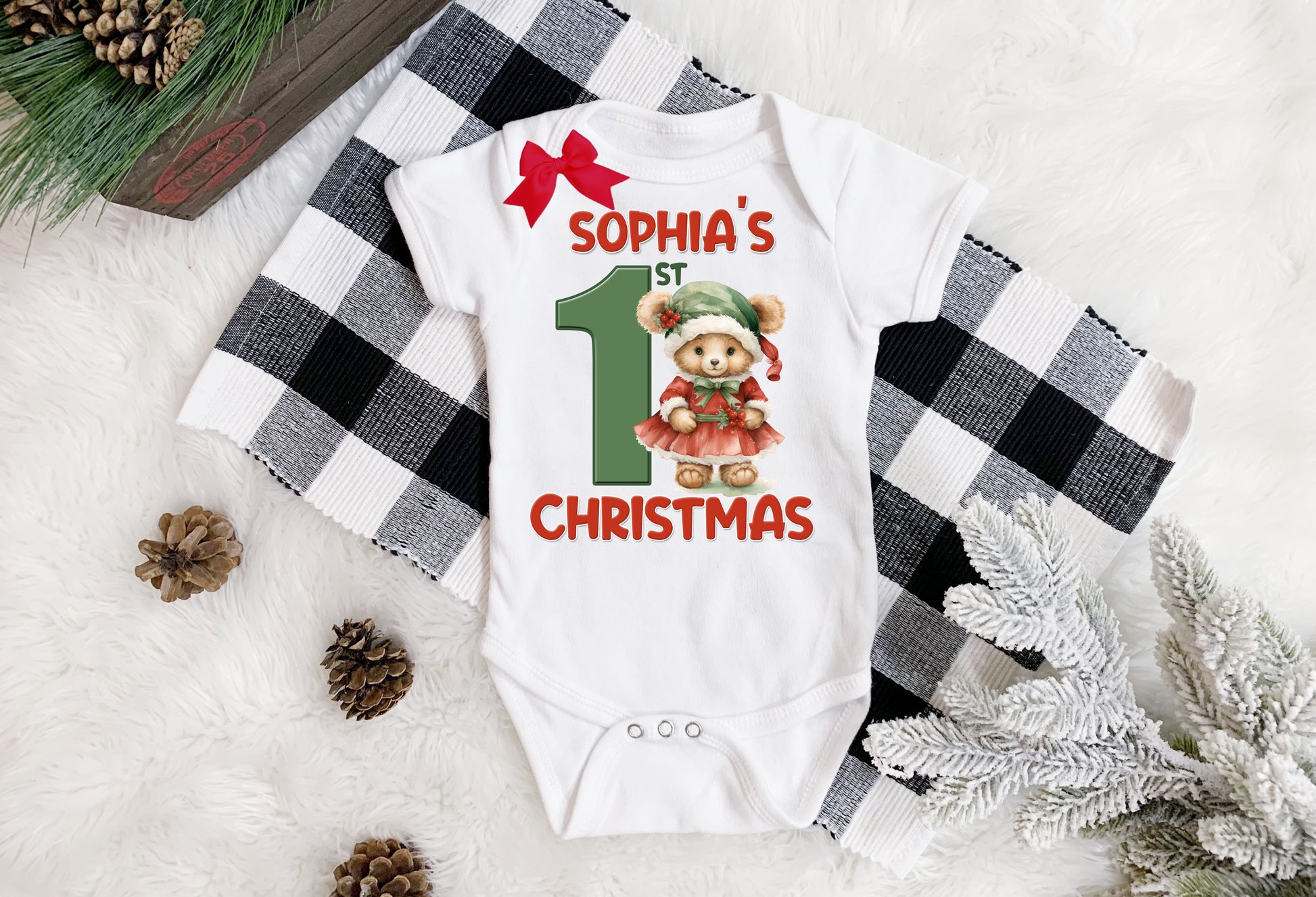 Baby's First Christmas Teddy Onesie