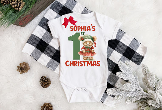 Baby's First Christmas Teddy Onesie