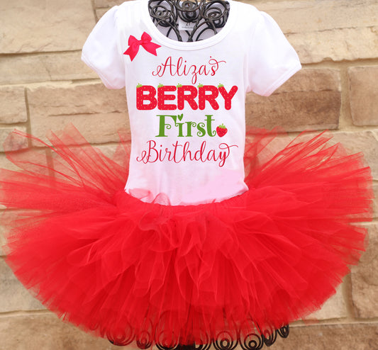 Berry first birthday tutu outfit
