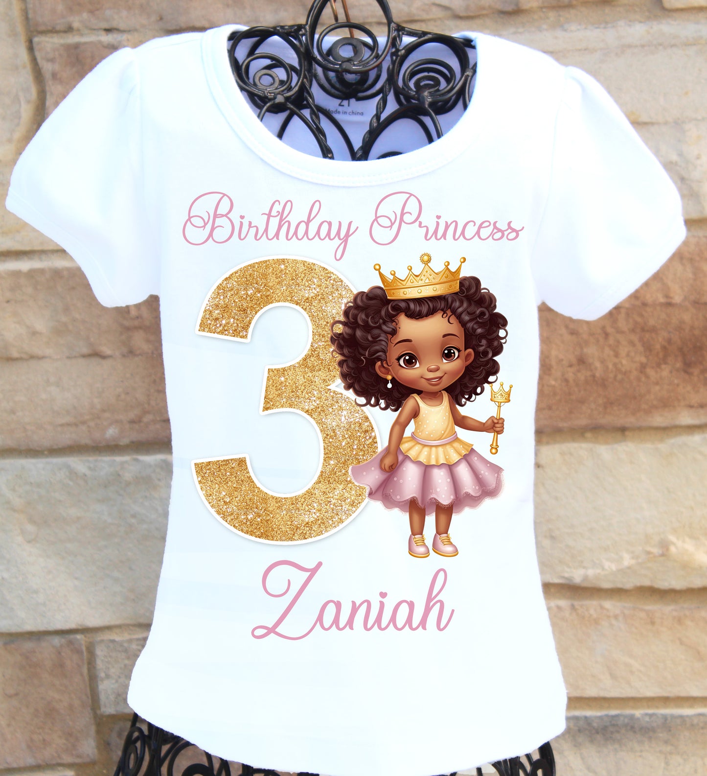 Black princess birthday shirt