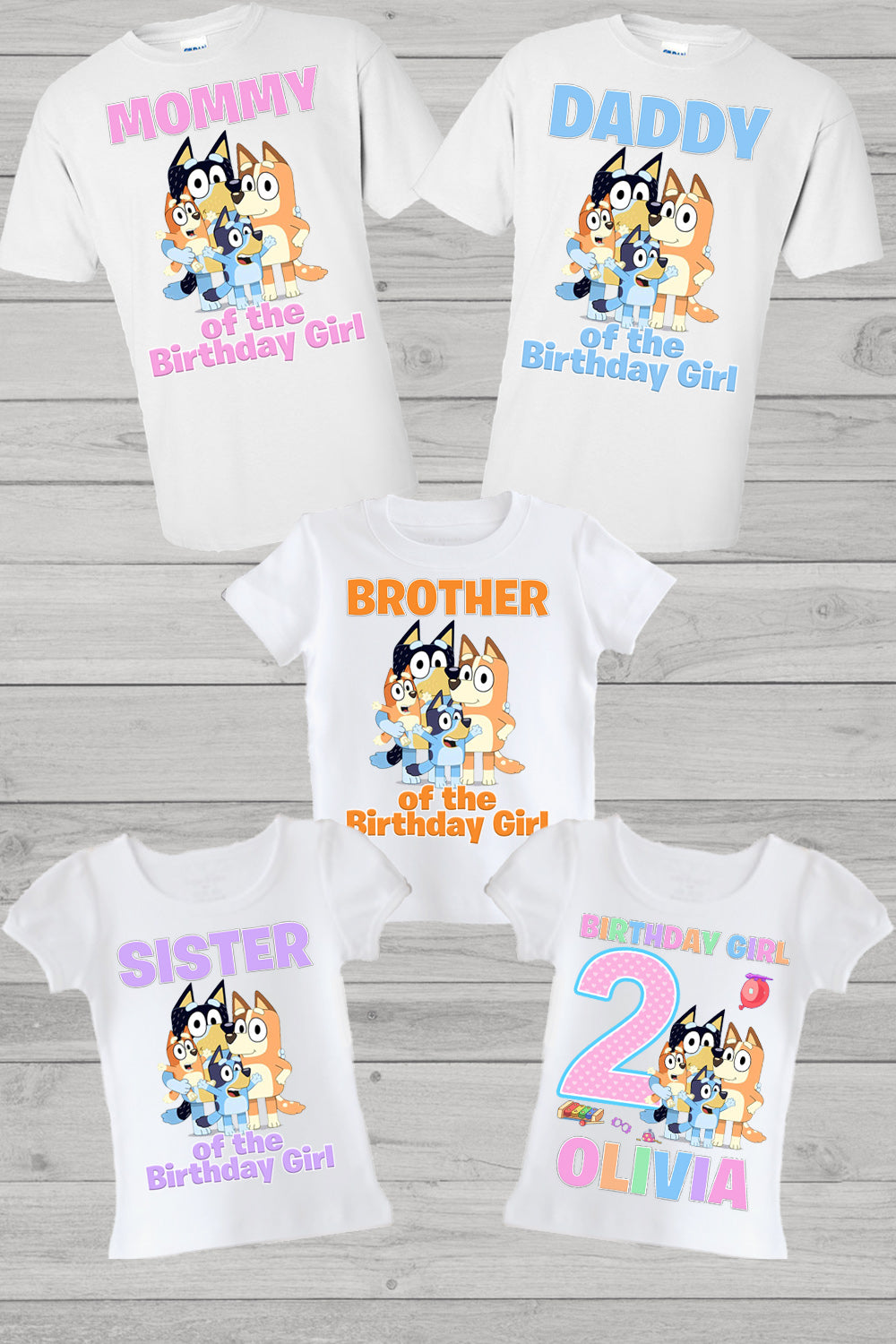 Bluey family birthday shirts