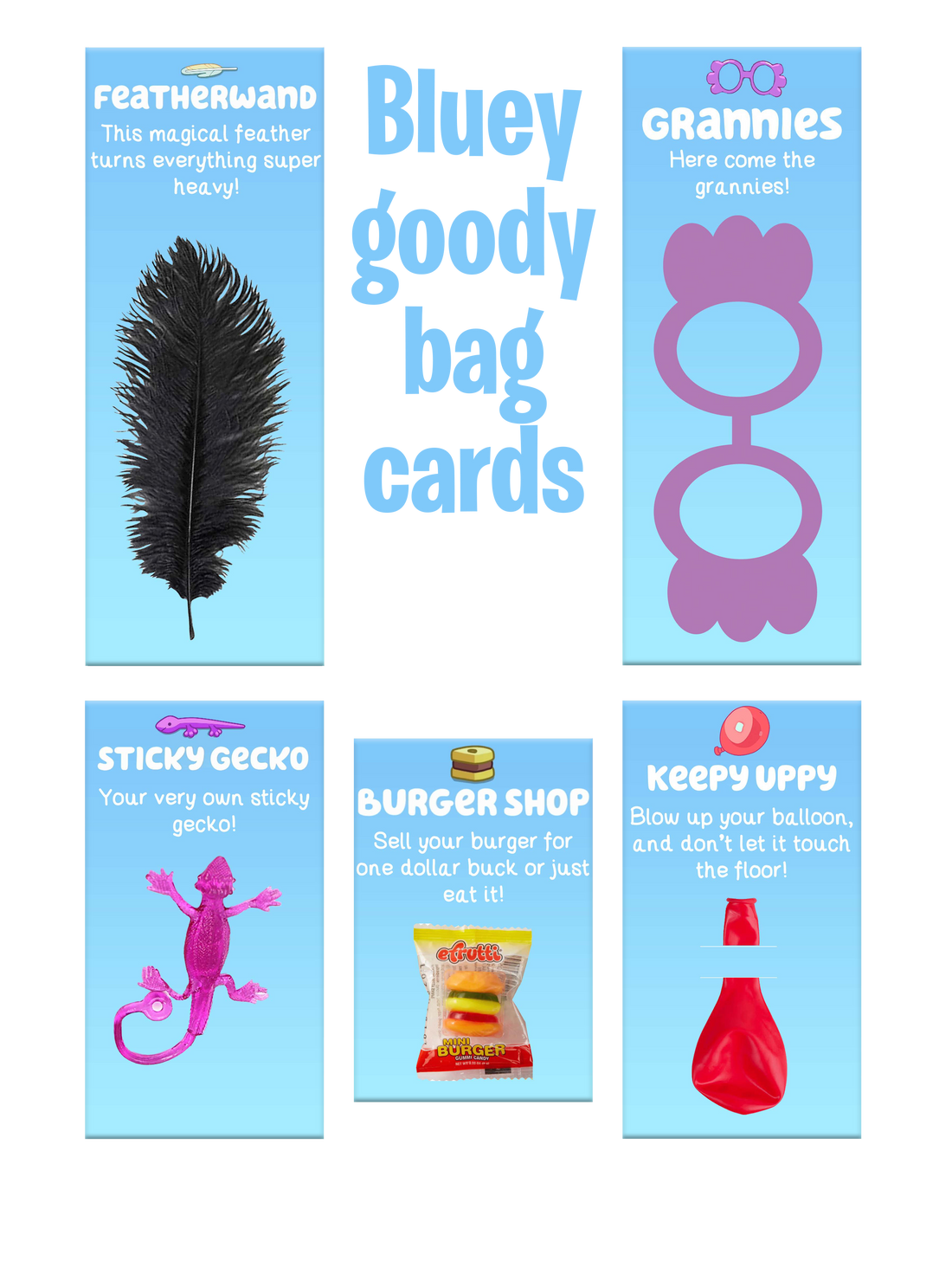 Bluey Goody Bag Cards Twistin Twirlin Tutus