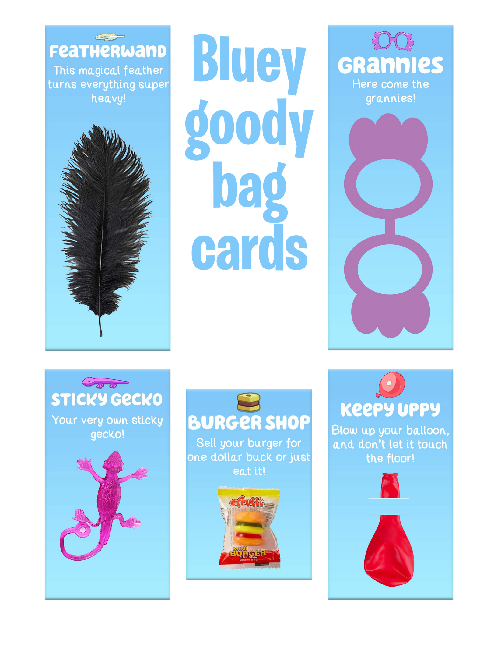 Bluey Goody Bag Cards Twistin Twirlin Tutus