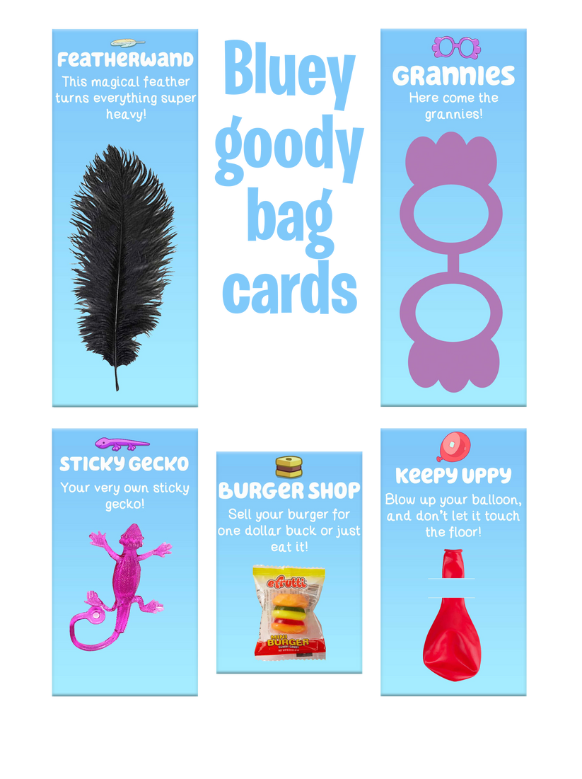 Bluey Goody Bag Cards Twistin Twirlin Tutus