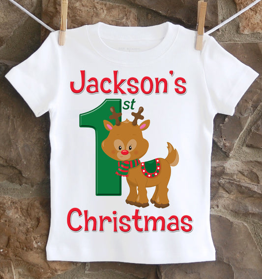 Boys First Christmas Shirt Reindeer