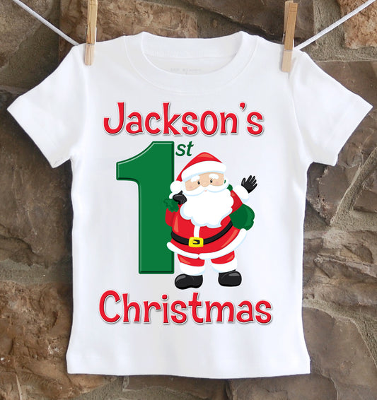 Boys First Christmas Shirt Santa