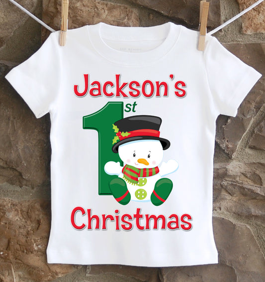 Boys First Christmas Shirt Snowman