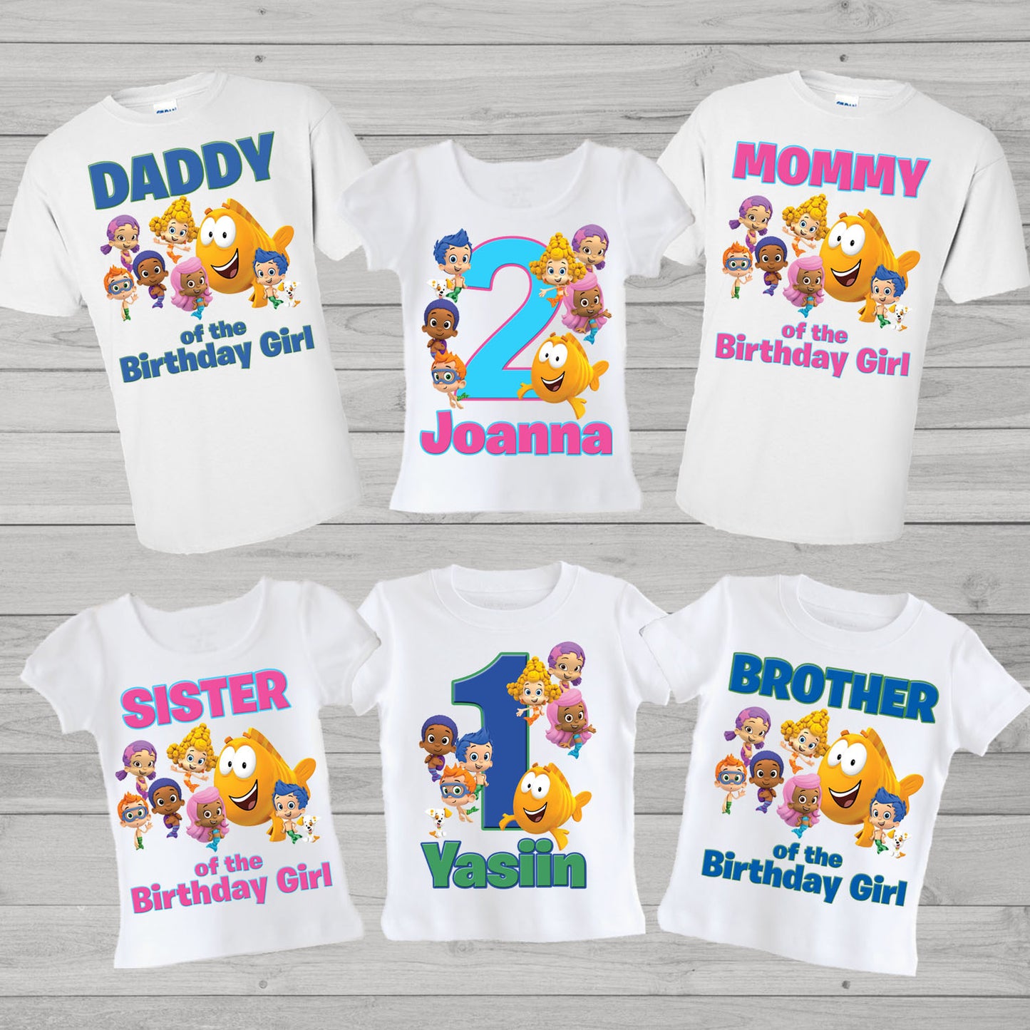Bubble Guppies family birthday shirts