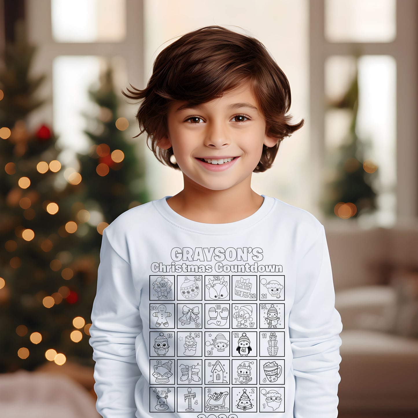 Kids Chistmas Advent Calendar Shirt