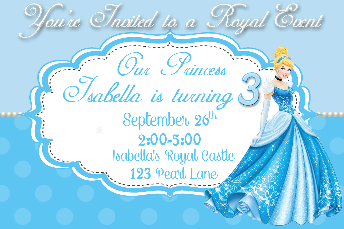 Cinderella birthday invitation