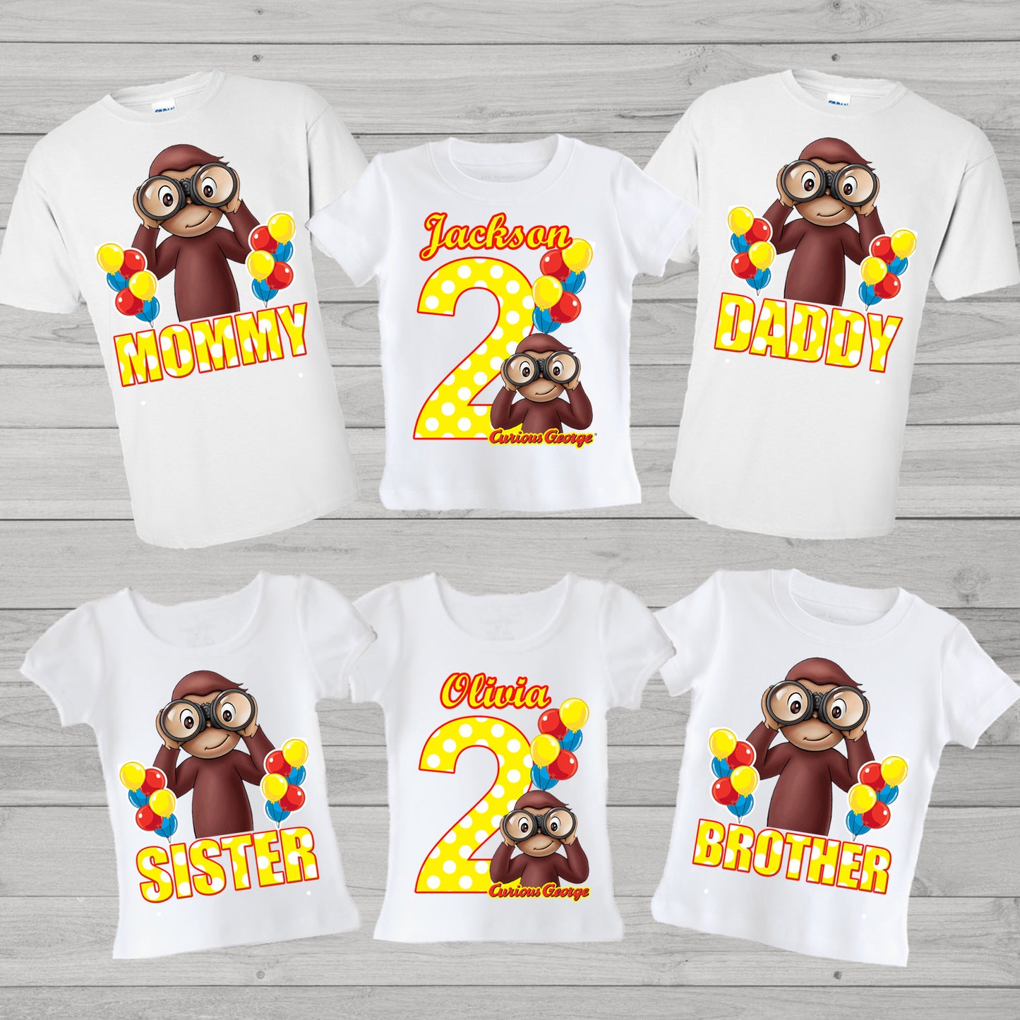 Curious George Family Birthday Shirts