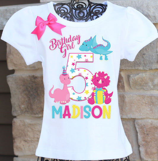 Girls Dinosaur Birthday Shirt