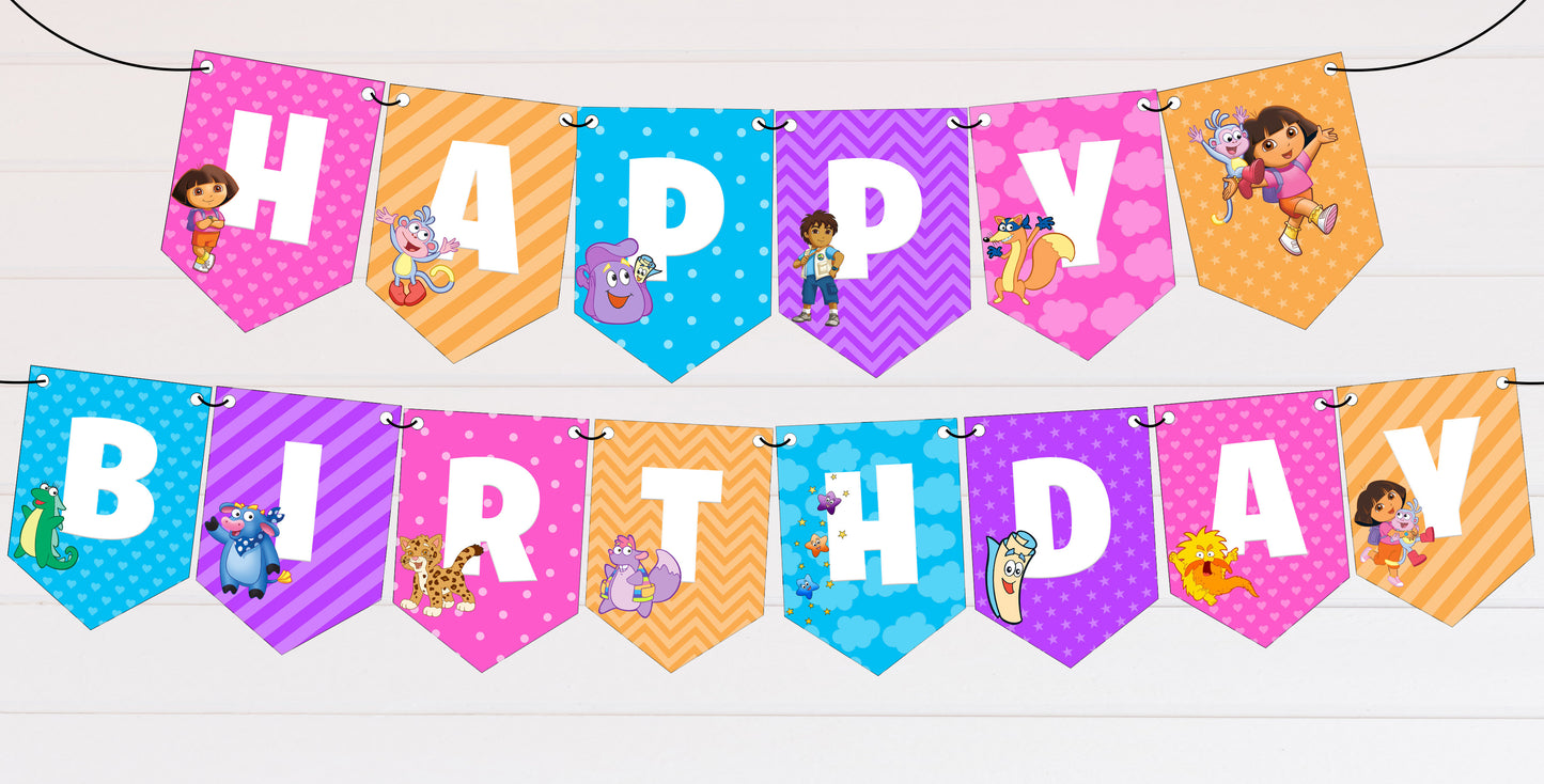 dora printable birthday banner
