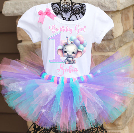 Elephant birthday tutu outfit