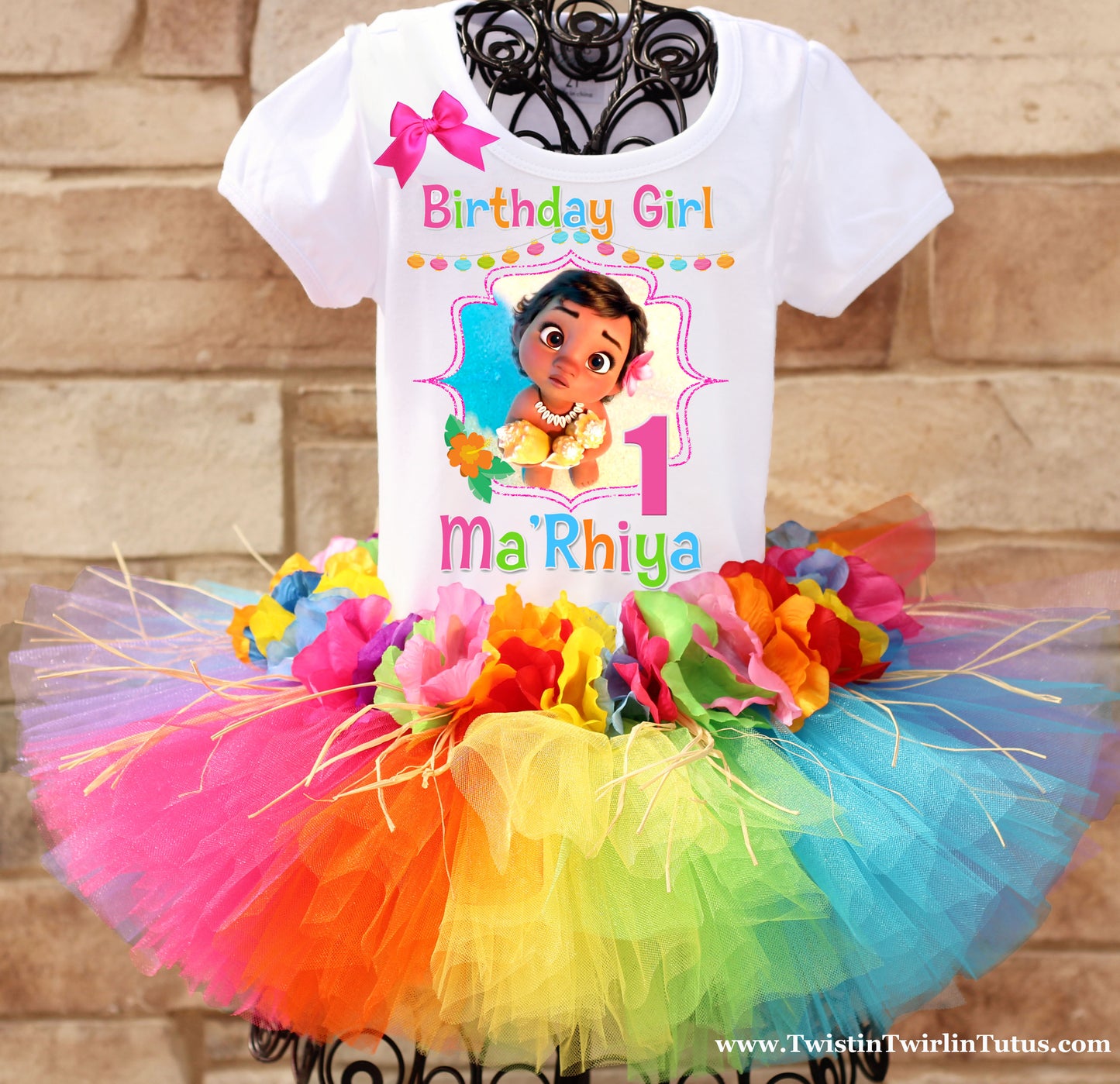 Hawaiian baby moana birthday tutu outfit