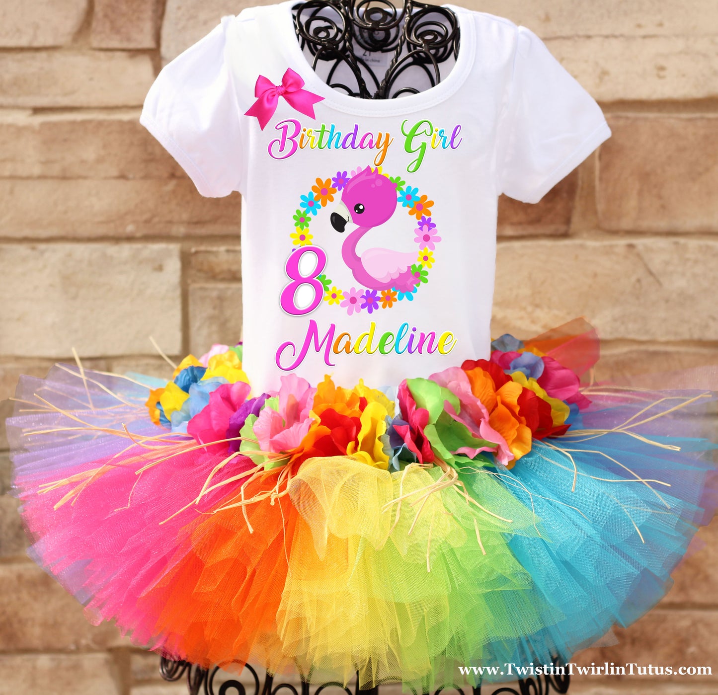 Hawaiian flamingo birthday tutu outfit