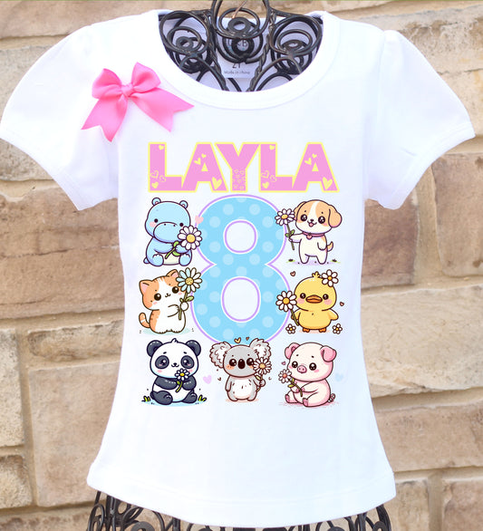 Kawaii animals birthday shirt