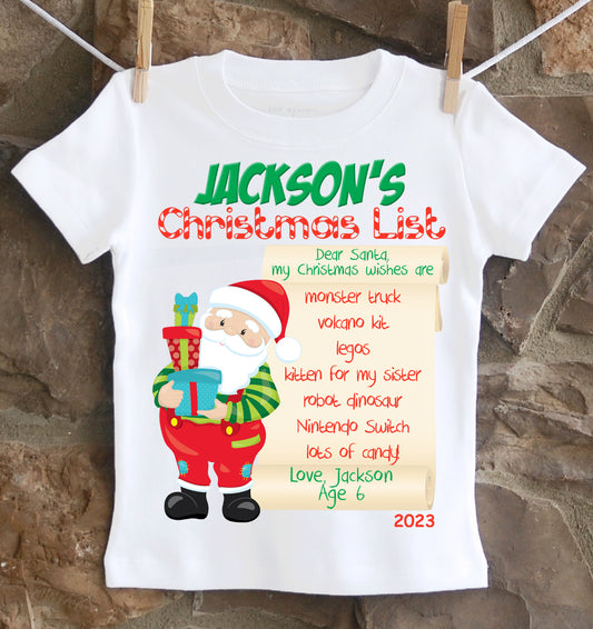 Boys Christmas Shirt Letter to Santa