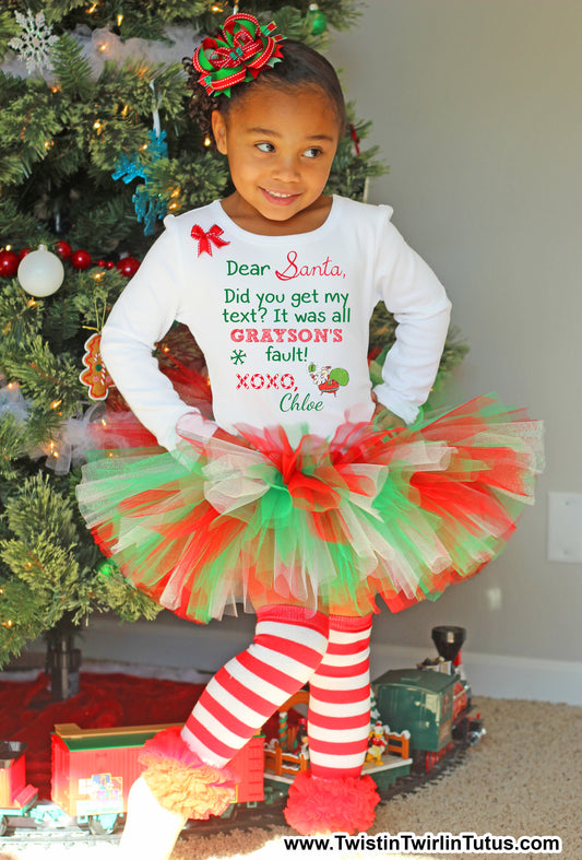 Christmas Tutu Outfit Letter to Santa