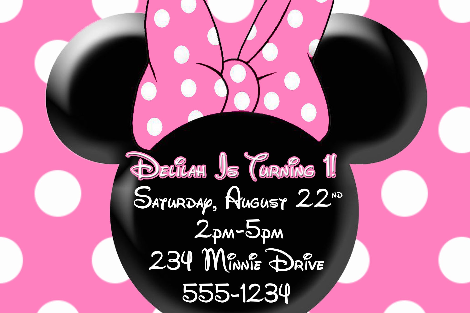 Minnie mouse birthday invitation