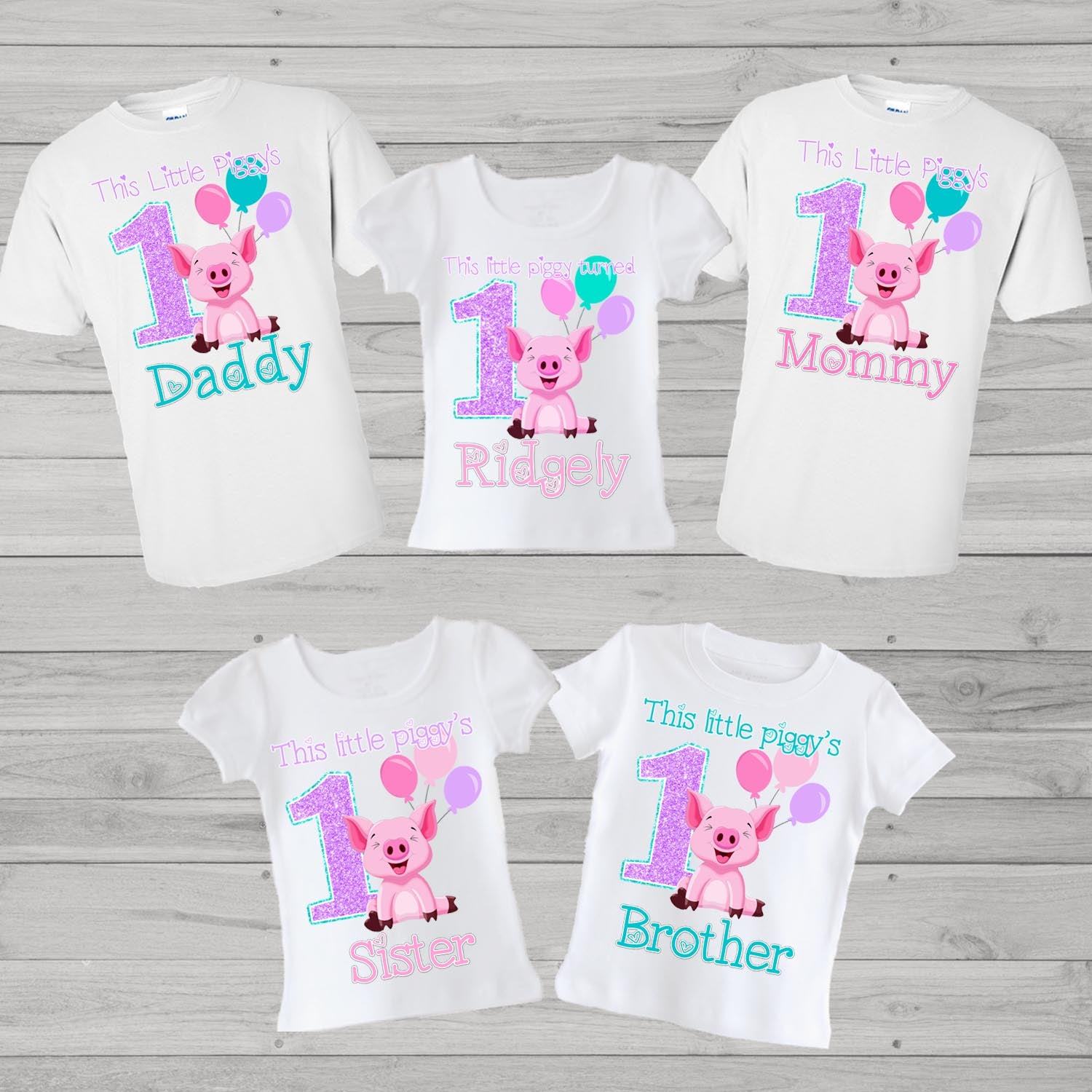 Little Piggy family birthday shirts