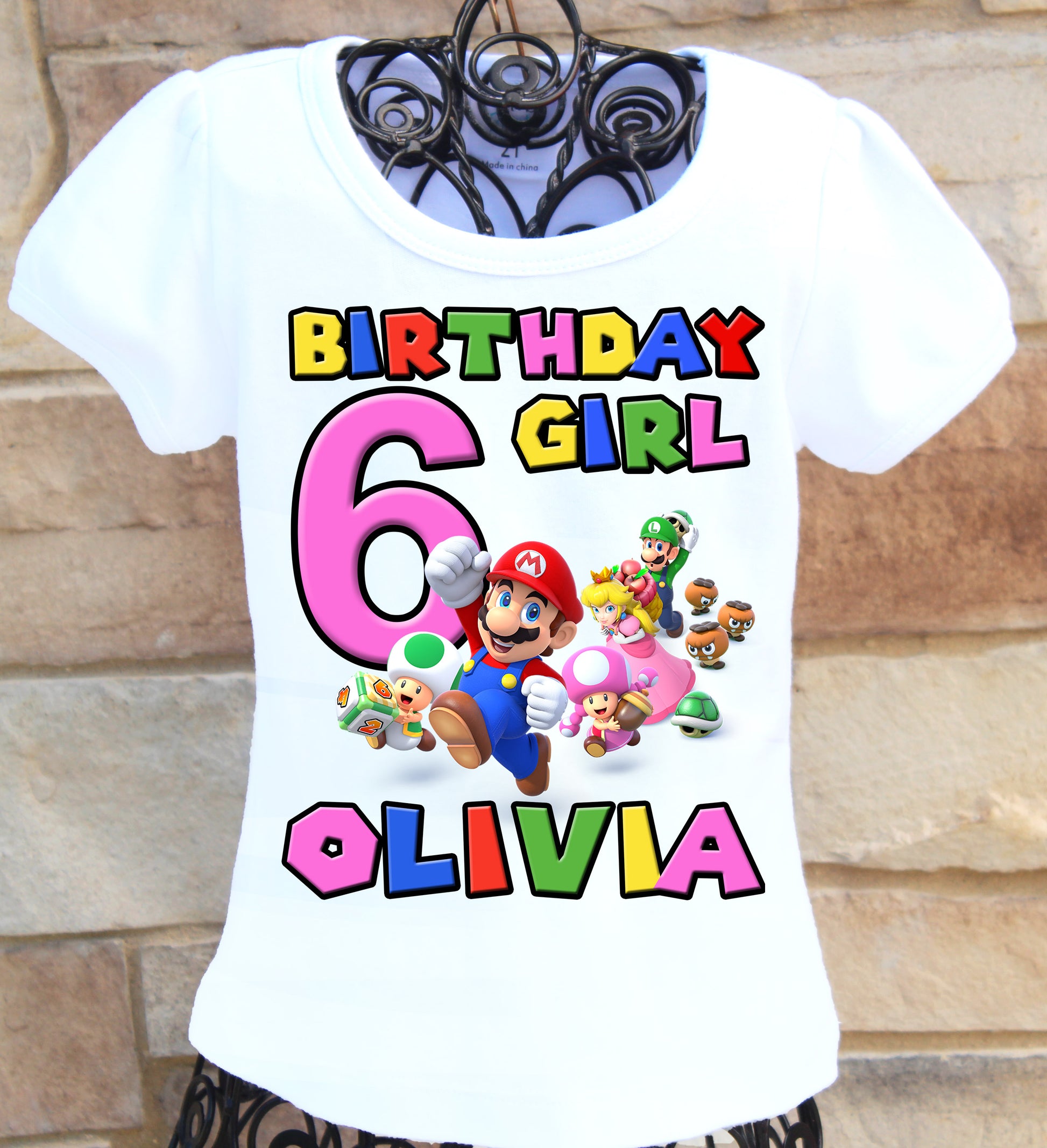 Mario birthday girl shirt