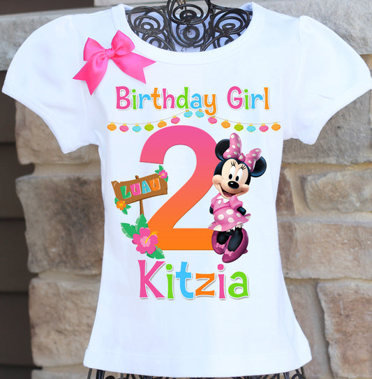 Hawaiian Minnie Mouse Birthday shirt