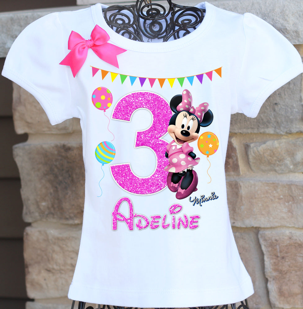 Rainbow minnie mouse birthday shirt