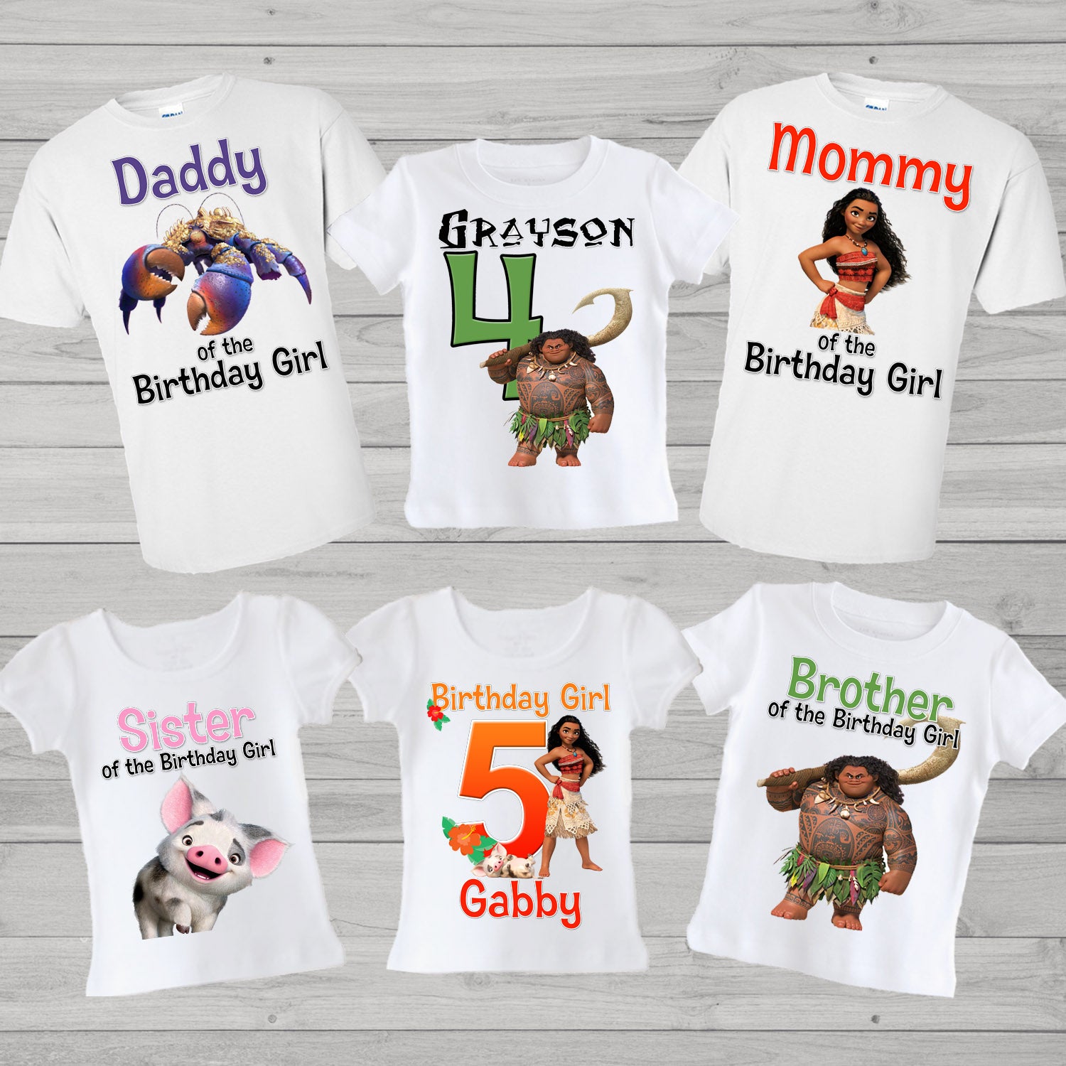 Moana Family Birthday shirts