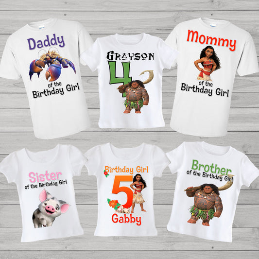 Moana Family Birthday shirts