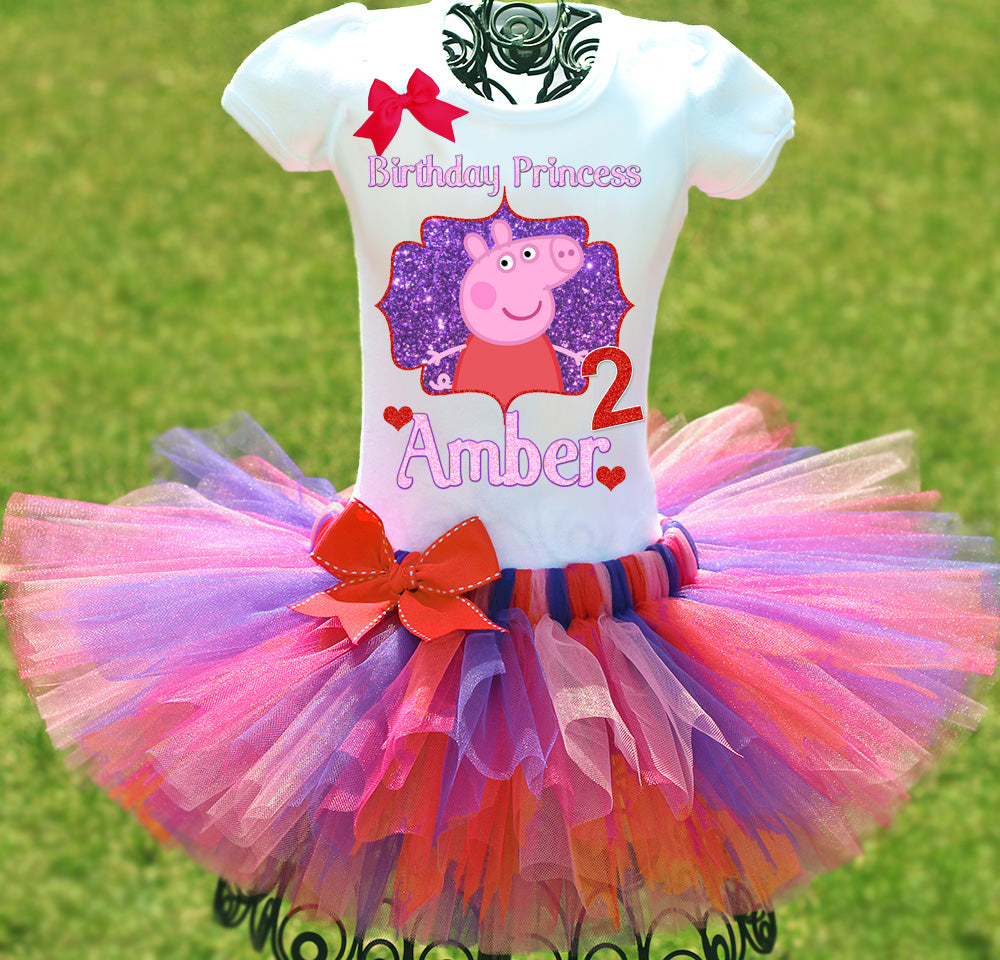 Peppa pig birthday tutu outfit set