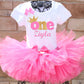Pink and gold first birthday princess tutu outfit