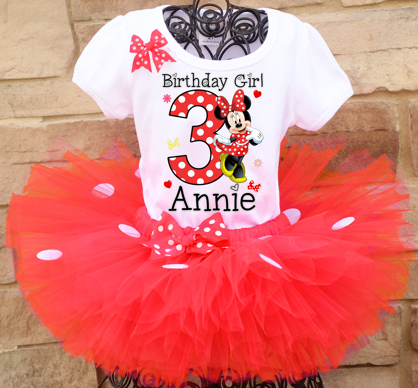 Red minnie mouse birthday tutu outfit