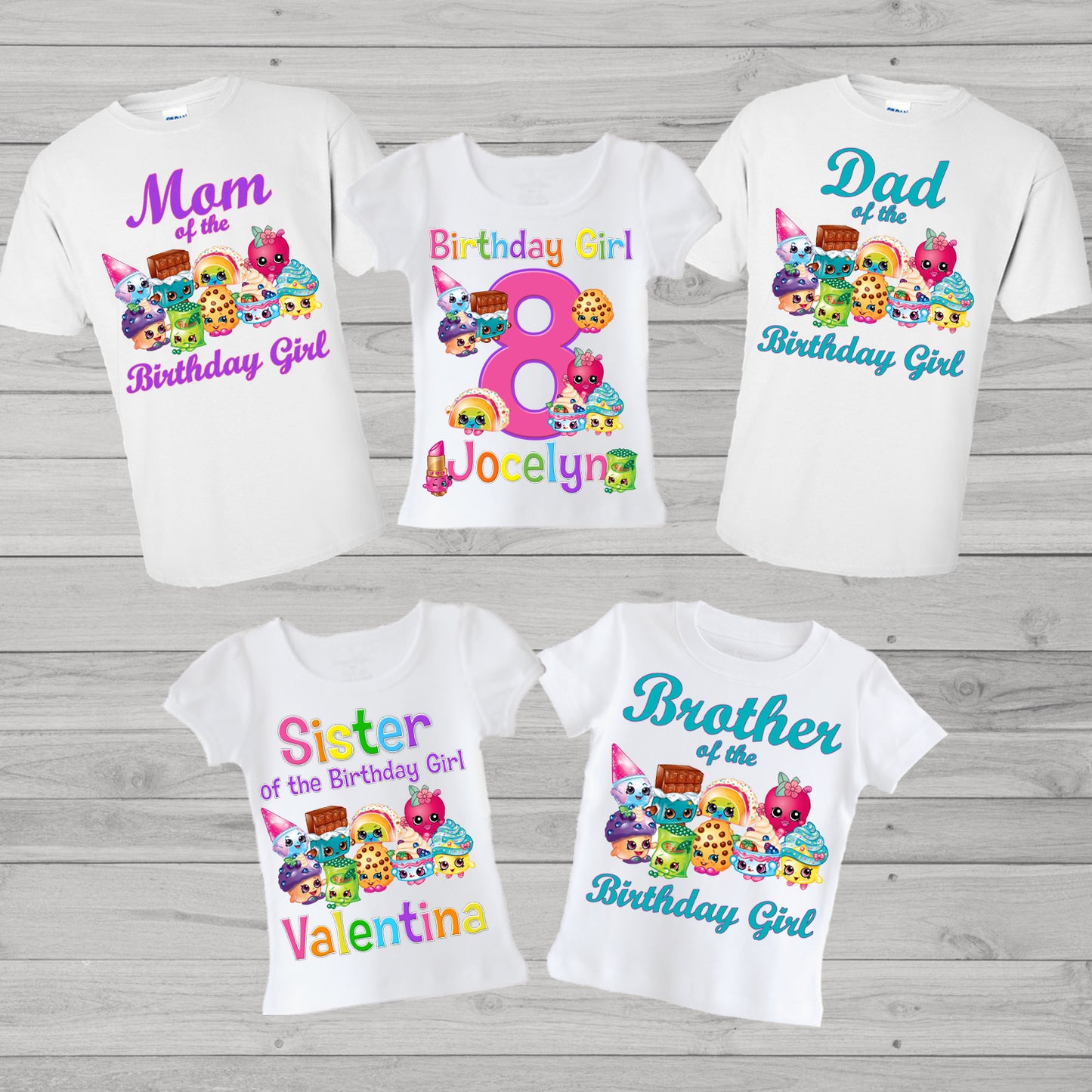 Shopkins family birthday shirts